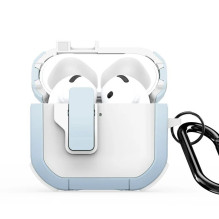 „Dux Ducis“ – „AirPods 4 PECP“ serijos PC+TPU dėklas su kabliuku, baltas ir mėlynas „Dux Ducis“ – „AirPods 4 PECP“ serijos PC+TPU dėklas su kabliuku, baltas ir mėlynas