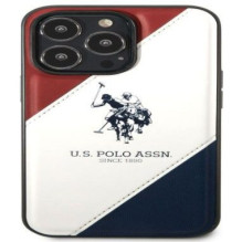 U.S Polo Apple iPhone 14 Pro Max Leather Double Horse Case White Blue