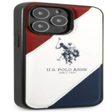 U.S Polo Apple iPhone 14 Pro Max Leather Double Horse Case White Blue