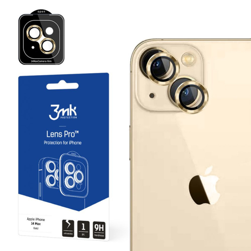 3MK iPhone 14 Max - objektyvo apsauga Pro Gold