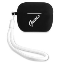 Guess Apple AirPods Pro dėklas silikoninis, juodos spalvos