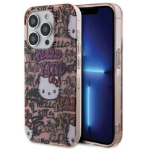 Hello Kitty Apple iPhone 15 Pro Max 6.7 kietas dėklas IML Tags Graffiti Pink