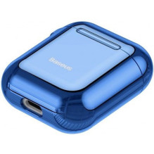 Baseus Metallic Shining Ultra-thin Silicone Protector Case with Hook for AirPods 1 / 2 Blue