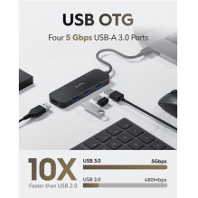 Cudy UH40A PortMate USB-A to 4-Port USB 3.0 Hub 5Gbps Data Only Plastic Compact Black Cudy UH40A PortMate USB-A to 4-Port USB 3.0 Hub 5Gbps Data Only Plastic Compact Black