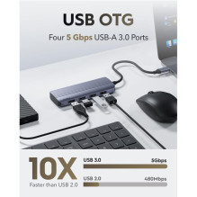 Cudy UH500 PortMate USB-C 6-in-1 Hub 4K 30Hz HDMI USB-C PD 4x USB-A 3.0 Aluminum Grey Cudy UH500 PortMate USB-C 6-in-1 Hub 4K 30Hz HDMI USB-C PD 4x USB-A 3.0 Aluminum Grey