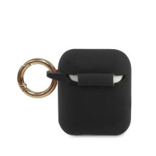 Guess – AirPods Guess trikampis silikoninis dėklas, juodas