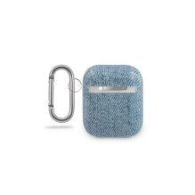 Guess AirPods džinsinis trikampio formos dėklas šviesiai mėlynas