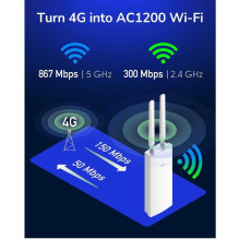 Cudy LT700 Outdoor Mesh AC1200 4G LTE Cat6 Gigabit Router IP65 PoE Dual Band VPN Mesh White