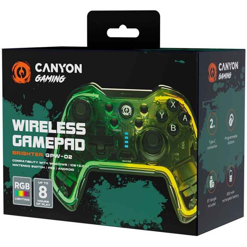 Canyon gamepad Brighter GPW-02 BT+Dongle Wireless Crystal Transparent