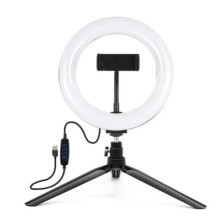 Elight ST6-5 16cm 10W LED Light Ring with Phone holder + 0.5m Metal Tripod stand + BT remote Black