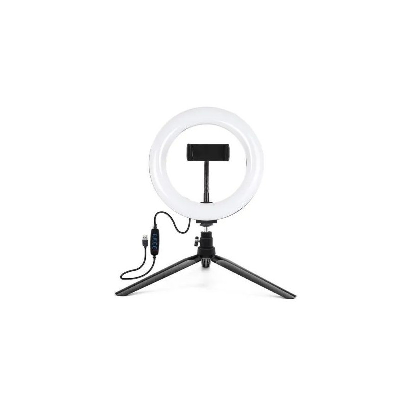 Elight ST6-5 16cm 10W LED Light Ring with Phone holder + 0.5m Metal Tripod stand + BT remote Black