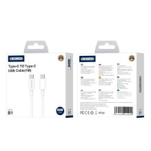 Jellico B1 Durable-Soft Universal USB-C to USB-C Data & Fast PD 20W Charger Cable 1m White Jellico B1 Durable-Soft Universal USB-C to USB-C Data & Fast PD 20W Charger Cable 1m White