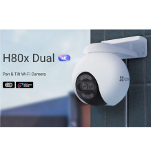EZVIZ Ezviz H80x lauko kamera IP65, dvigubo objektyvo, 8MP + 2MP, 4K, pasukama ir pakreipiama, 360°, MicroSD / naktinio 