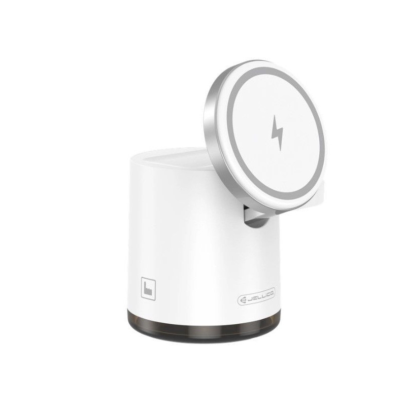 Jellico W22 4in1 belaidis įkroviklis Magsafe 15W iPhone + 3W Apple Watch + Airpods + lempa, baltas