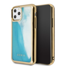 „Guess“ Apple iPhone 11 Pro PC / TPU tamsiai smėlio spalvos, šviečiantis aukso mėlynumo spalva „Guess“ Apple iPhone 11 Pro PC / TPU tamsiai smėlio spalvos, šviečiantis aukso mėlynumo spalva