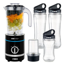 Noveen Noveen SB2000 Sport Blender 500W 6 Blades + Pulse + Grinder 2x600ml + 300ml Bottles BPA-Free Black