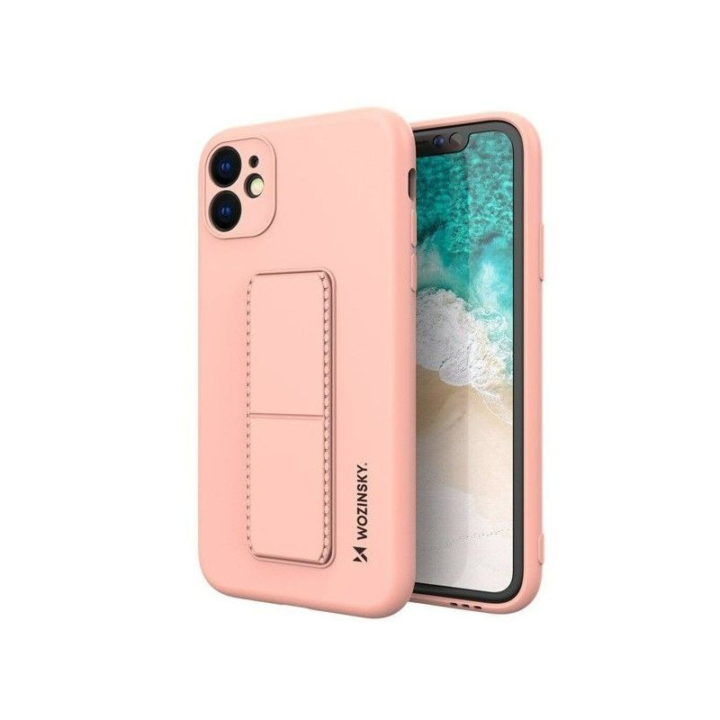 „Wozinsky“ silikoninis dėklas su stovu ir Apple iPhone 12 telefonui „Kickstand“, rožinis