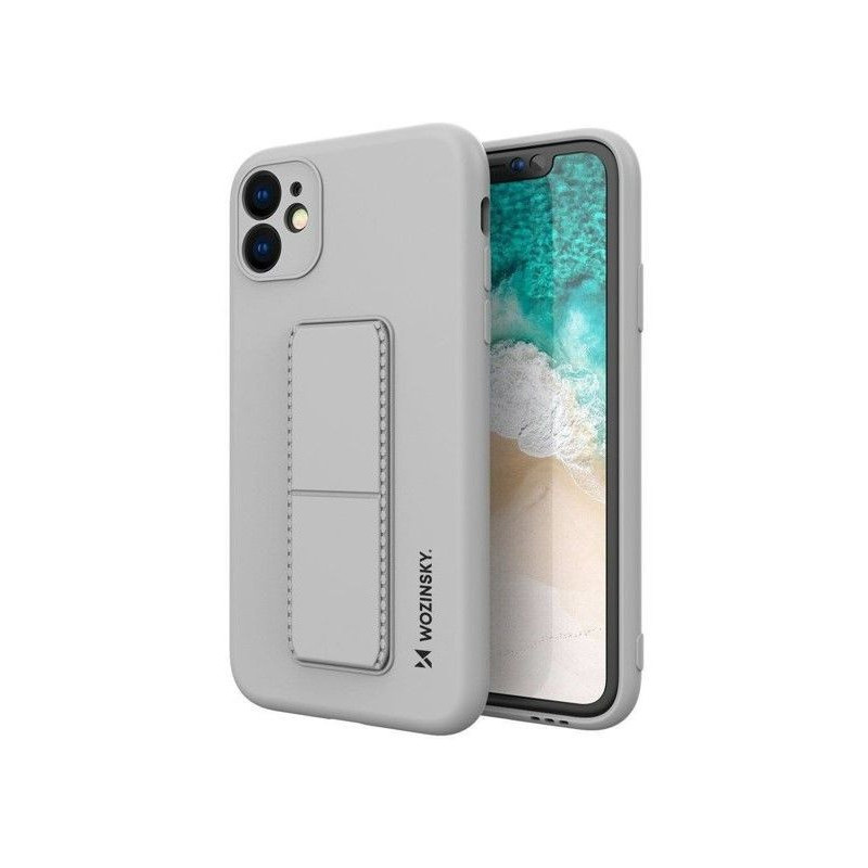 „Wozinsky“ silikoninis dėklas su stovu ir Apple iPhone 12 Pro Max dėklas su atrama, sidabrinis