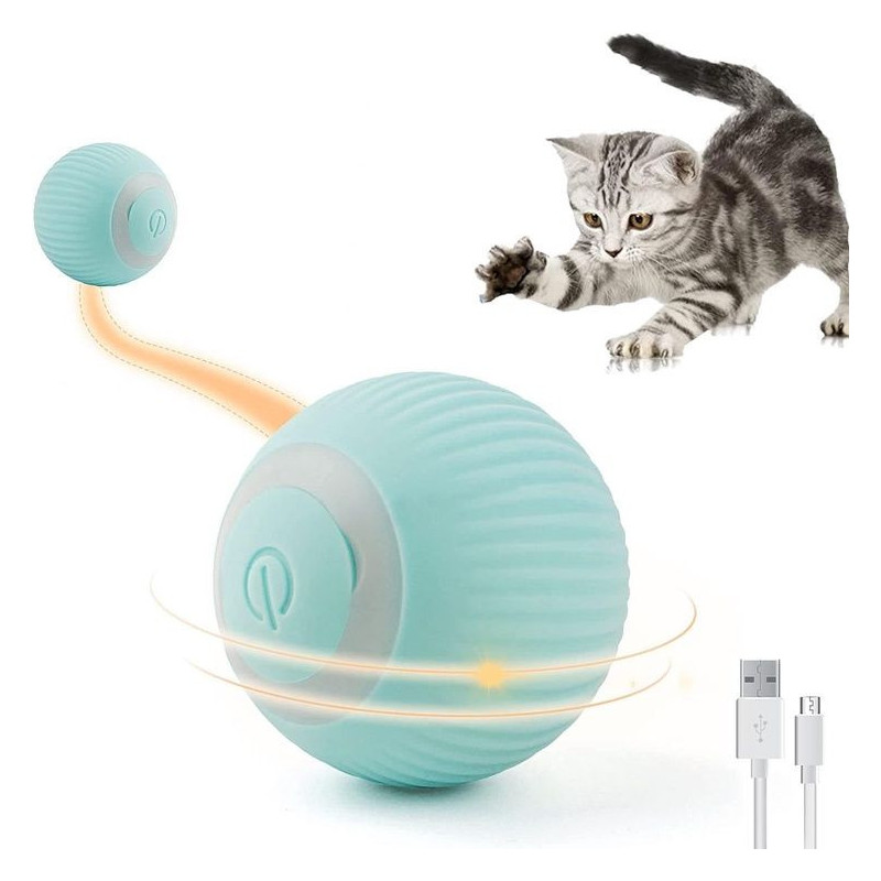 iLike iBL interaktyvus žaislas augintiniams, riedantis kamuoliukas, 4,3 cm, su automatiniu judėjimu / naktiniu LED, įkra
