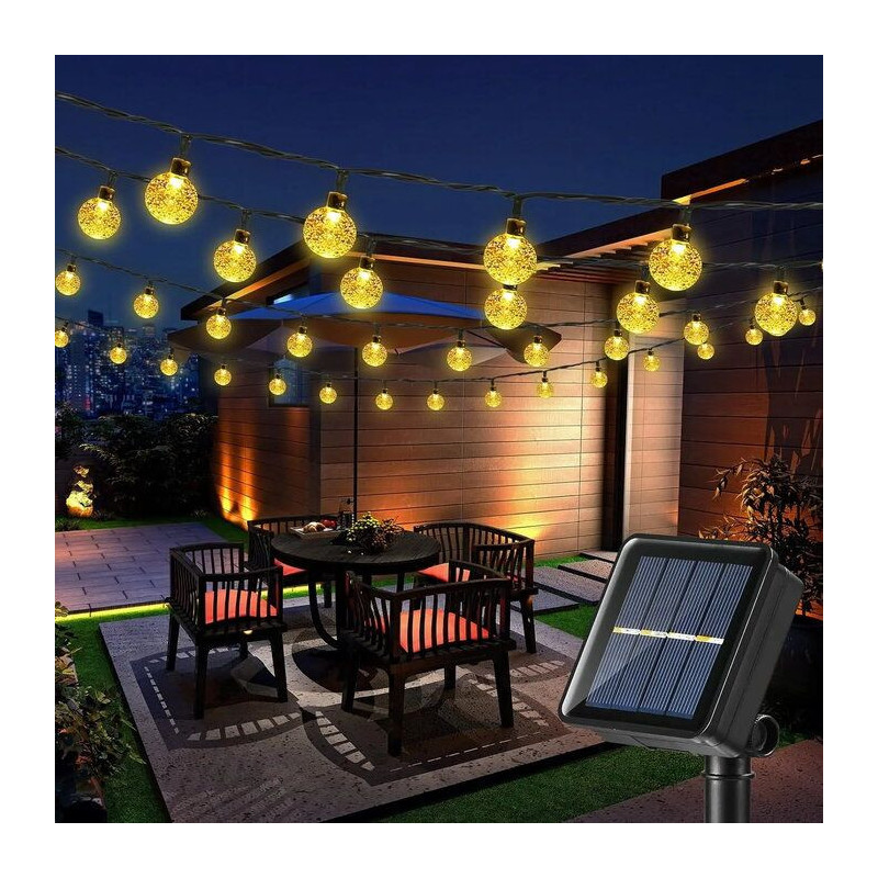 „Elight Garden Decor“ saulės energija varomos LED stiklinių rutuliukų (1 cm) stiliaus lempučių girliandos, 7 m, 40 vnt.