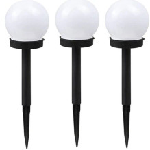 Elight Garden Solar Globe Light Set 3pcs 10cm Cold White LED with Dusk Sensor Waterproof Black