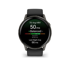 Garmin Venu 4 - 45mm, Slate with Black Silicone Band sports watch