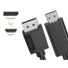 „Hama“ vaizdo kabelis, „DisplayPort“ kištukas - „HDMI“ kištukas, „Ultra HD 4K“, 1,50 m „Hama“ vaizdo kabelis, „DisplayPort“ kištukas - „HDMI“ kištukas, „Ultra HD 4K“, 1,50 m