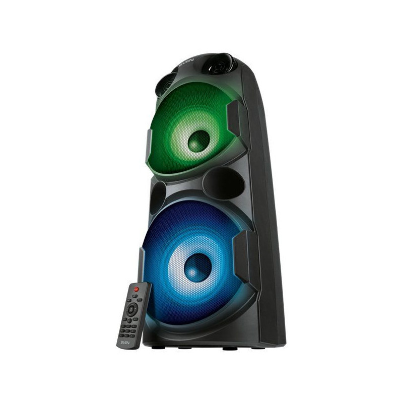 Sven SVEN PS-750 2x40W LED display TWS FM radio AUX USB / SD-card support Lighting Microphone input (karaoke) Remote Con
