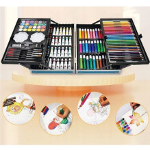 iLike Stationery Art Set for Kids 145pcs Creative Drawing Kit Pink Case