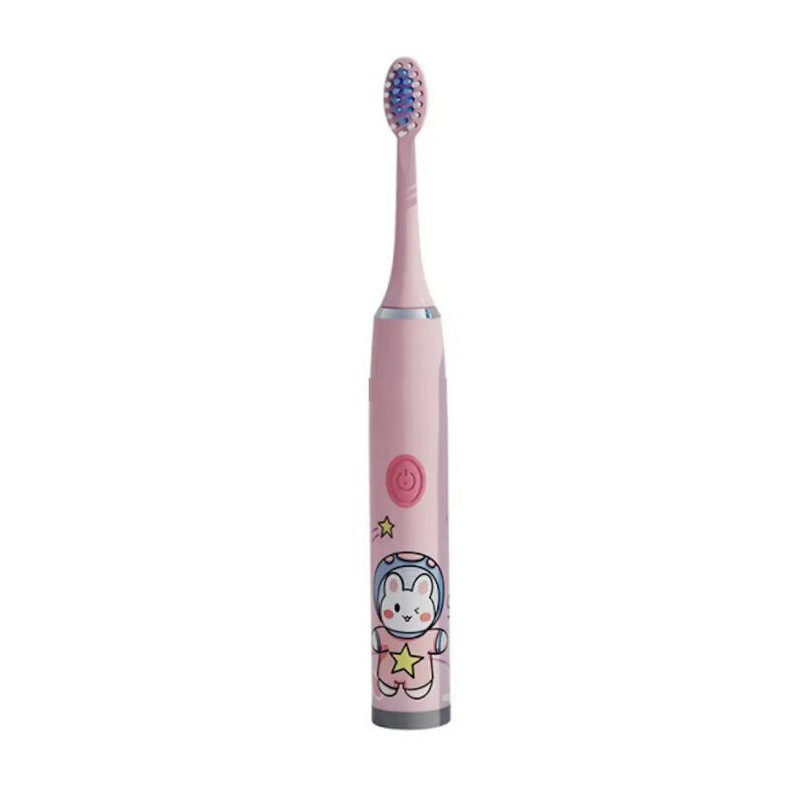 Kiddyz T1 Electric Sonic Toothbrush Kids 3 to 12 Years USB rechargeable (1 extra head) Pink