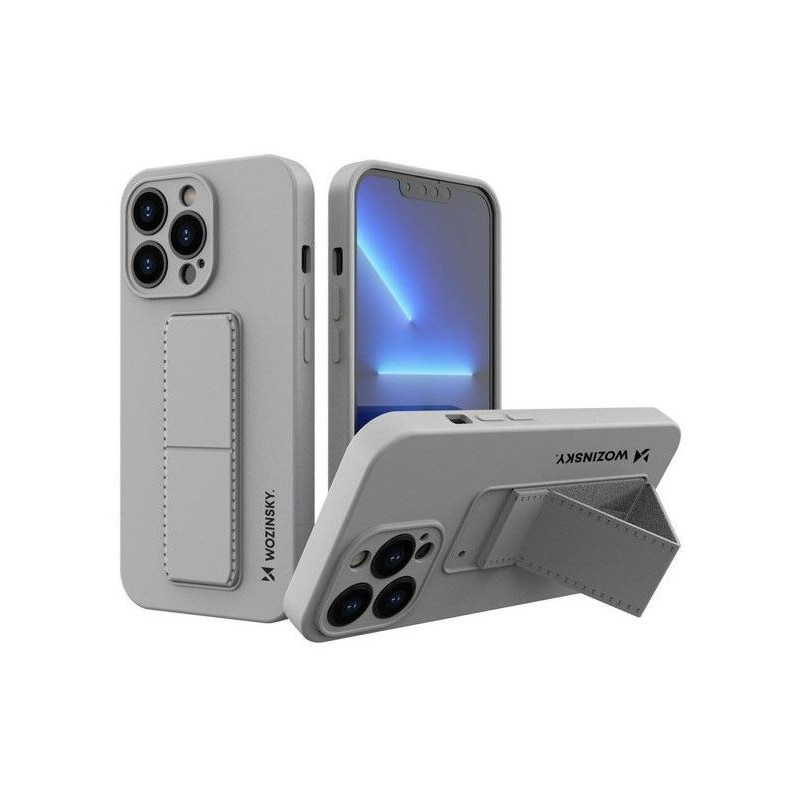 „Wozinsky“ silikoninis dėklas su stovu ir Apple iPhone 13 telefonui „Kickstand“, pilkas
