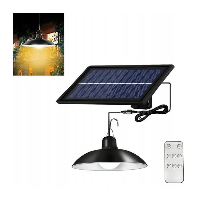 Elight Garden Decor Solar IP65 LED Solo hanging Lamp (14.8x6.4cm) with dark sensor &amp; remote