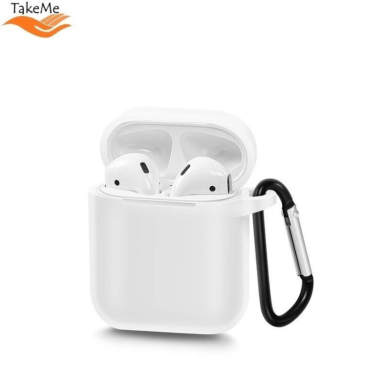 „TakeMe Apple“ itin plonas minkštas silikoninis apsauginis dėklas „AirPods“ ausinėms, baltas