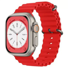 iWear S1 Grooved Soft Silicone 20mm strap for Apple Watch 49mm / 45mm / 44mm / 42mm Red