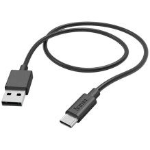 Hama įkrovimo laidas USB-A į USB-C, 1 m, juodas