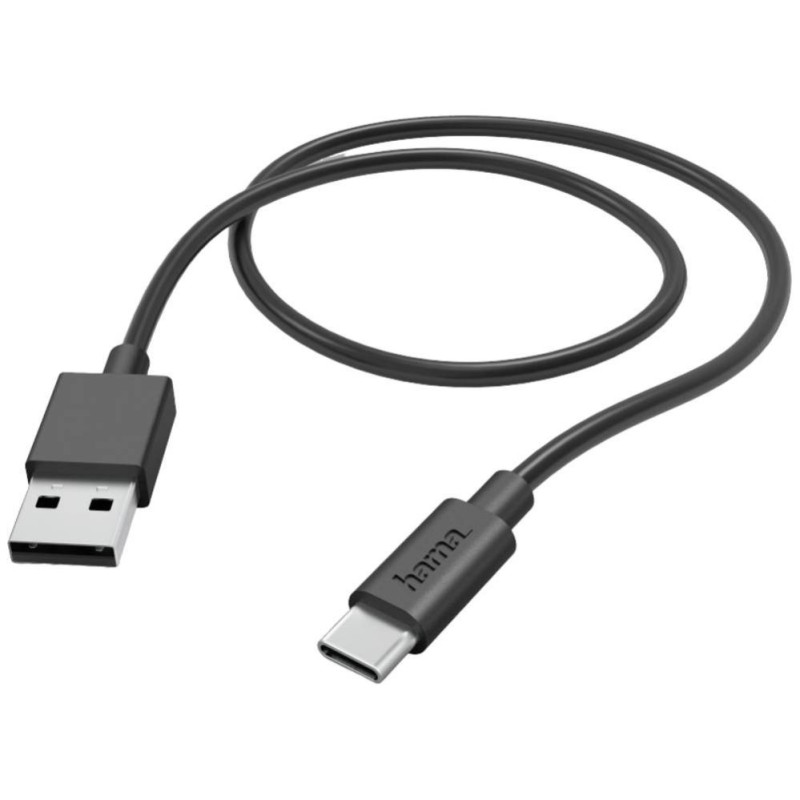 Hama įkrovimo laidas USB-A į USB-C, 1 m, juodas