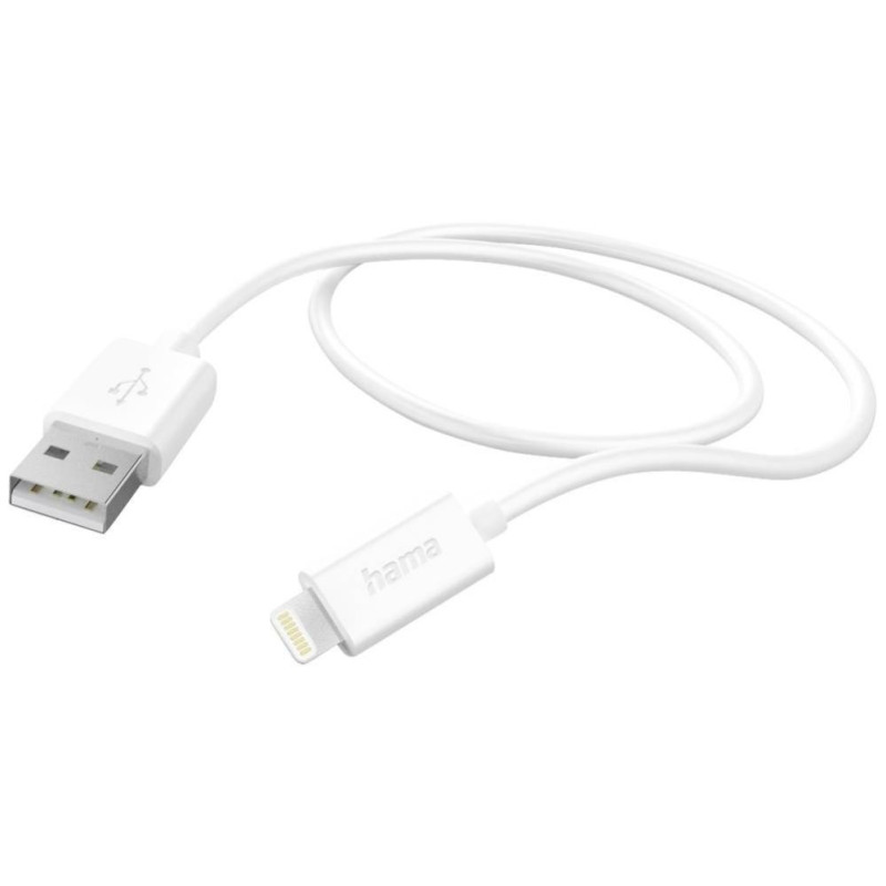 Hama įkrovimo laidas USB-A - Lightning, 1 m, baltas