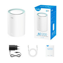 „Cudy M1300 MeshPoint AC1200“ gigabito „WiFi Mesh“ sistema, dviejų dažnių, 2x gigabito LAN, VPN, WPA3, balta