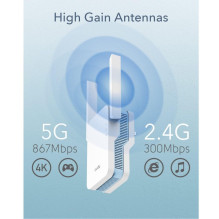 Cudy RE1200 MeshFlex AC1200 WiFi Mesh Repeater Dual Band AP Mode WPS Signal Light Cudy App White