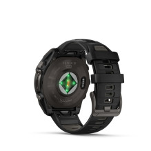 „Garmin Fenix 8“ – 47 mm, su saulės energija varomas, safyro spalvos, anglies pilkumo, DLC titano spalvos su juoda / akm
