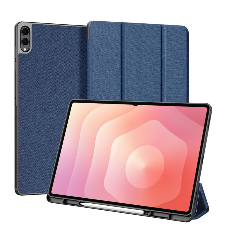 „Dux Ducis Galaxy Tab S11 Ultra Domo“ serijos trijų dalių stovas, PU odos planšetinio kompiuterio dėklas, mėlynas