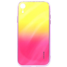 „Evelatus Apple iPhone XR“ grūdinto stiklo dėklas su vandens bangavimo gradiento spalva, atsparus sprogimams, geltonos-r
