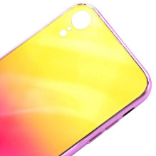 Evelatus Apple iPhone XR Water Ripple Gradient Color Anti-Explosion Tempered Glass Case Gradient Yellow-Pink