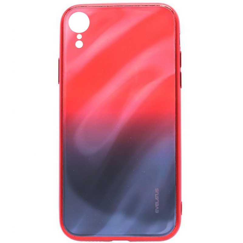 „Evelatus Apple iPhone XR“ grūdinto stiklo dėklas su vandens ripple efektu, atsparus sprogimams, raudonas-juodas, gradie