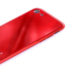 „Evelatus Apple iPhone 7 / 8“ grūdinto stiklo dėklas su vandens bangavimo gradiento spalva, atsparus sprogimams, raudona