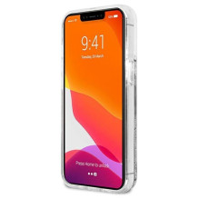 Karl Lagerfeld Apple iPhone 13 Pro dėklas su skystu blizgučiu ir sidabriniu atspalviu