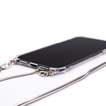 Evelatus Apple iPhone 11 Pro Silicone Transparent with Necklace TPU Strap Silver