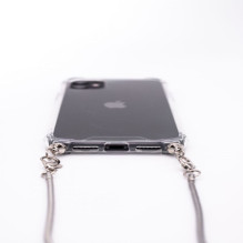 Evelatus Apple iPhone 11 Pro Silicone Transparent with Necklace TPU Strap Silver