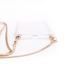 Evelatus Apple iPhone 11 Pro Max Silicone Transparent with Necklace TPU Strap Gold