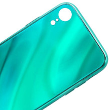 „Evelatus Apple iPhone XR“ grūdinto stiklo dėklas, spalvotas, galvanizuoto stiklo, žalias, su vandens bangavimu